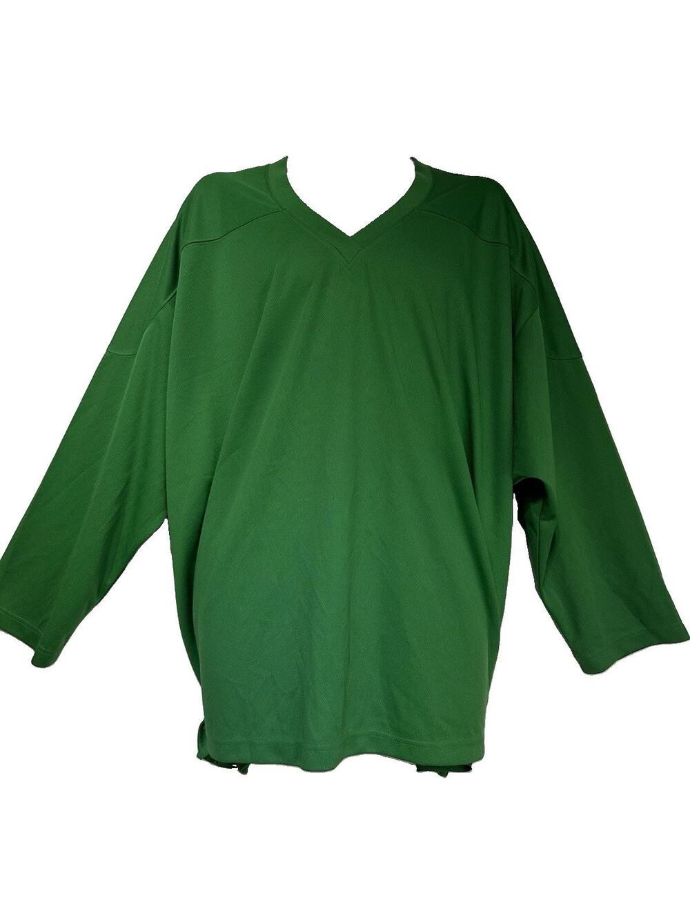 TRON Men’s Size M Green V Neck Long Sleeve Hockey Jersey Athletic Shirt